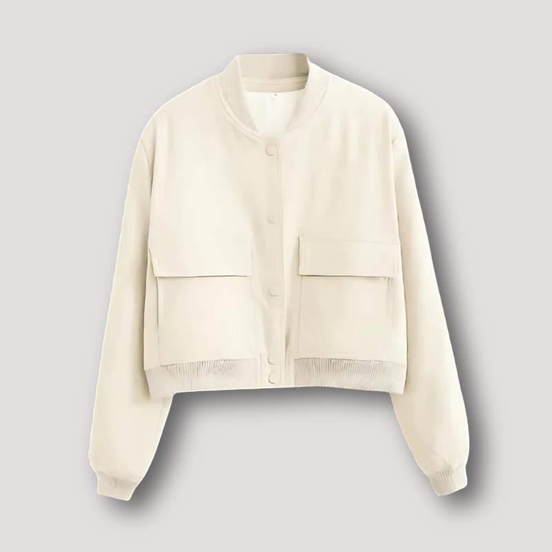 Brindley Damen Bomberjacke: Klassisch, Langarm, Cropped, Druckknopf