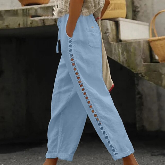 Pants with embroidered flower - GRETA