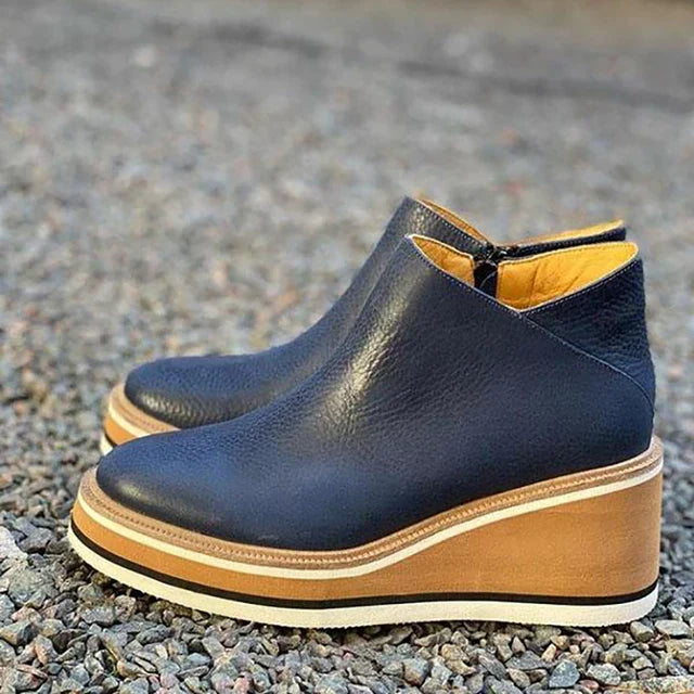 Krohn-e | Stiefeletten Lederoptik Slip on Elastische Einsätze Chunky Plateausohle