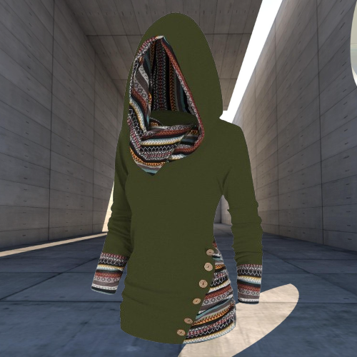Relaxter Kapuzenpullover im Tribal-Stil