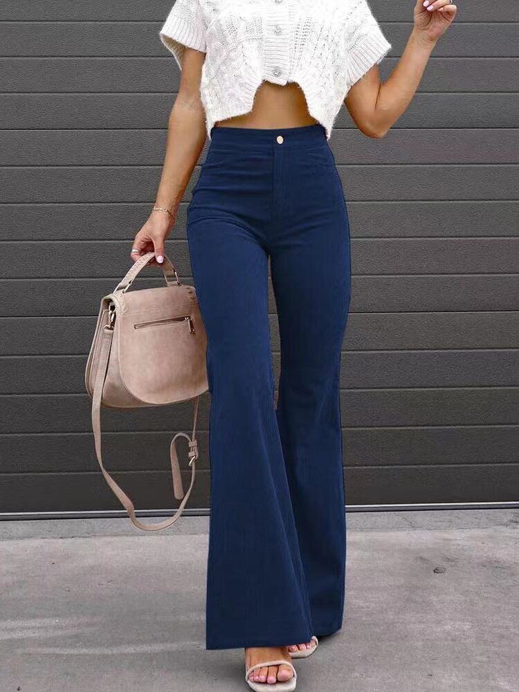 Krohn-e | Schmeichelnde Damen Bootcut Hose mit Hohem Bund und Bequemer Passform