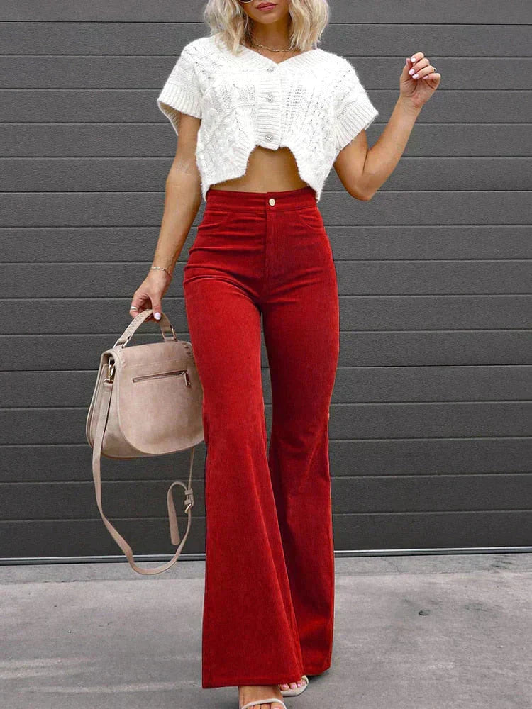 Krohn-e | Schmeichelnde Damen Bootcut Hose mit Hohem Bund und Bequemer Passform