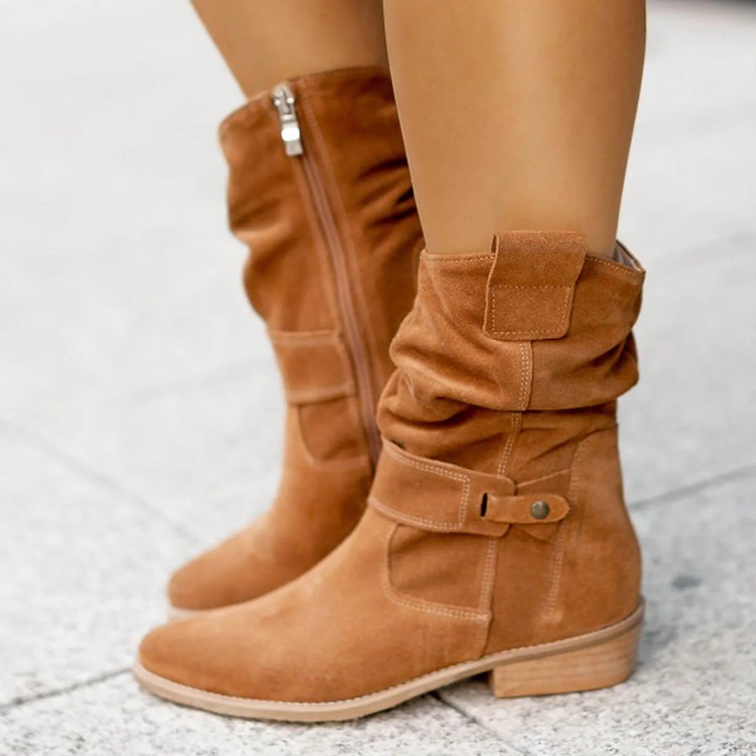 Krohn-e | Elegante Flache Stiefel mit Seitenzipper