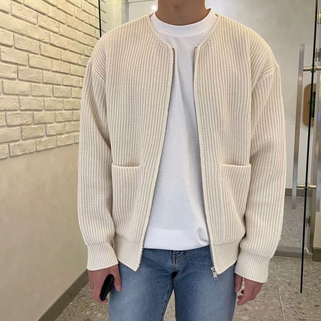Krohn-e | Herren-Cardigan im Strickdesign