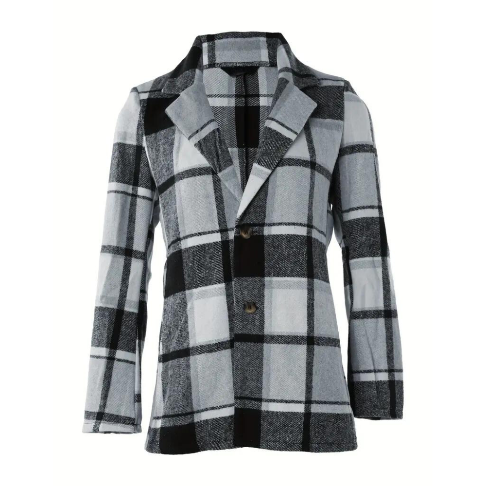 Krohn-e | Kariertes Jacke mit Klassischem Kragen Wollmischung Komfortabel und Schick