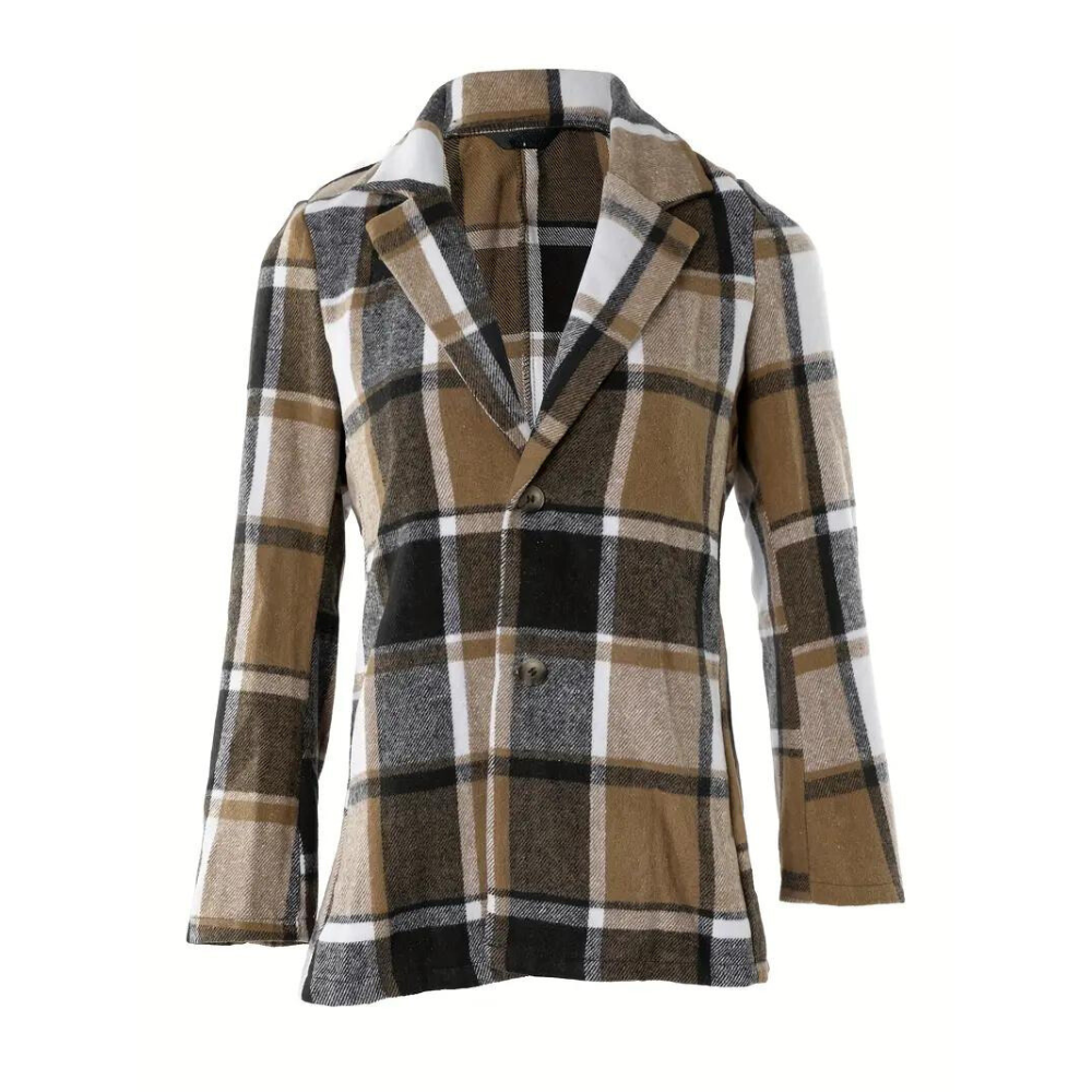 Krohn-e | Kariertes Jacke mit Klassischem Kragen Polyester/wolle Stilvoll und Komfortabel