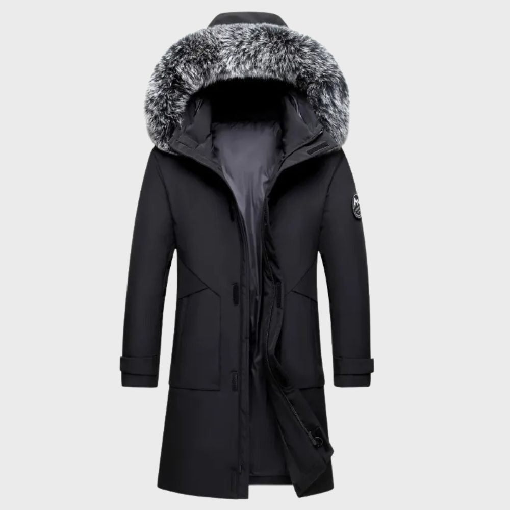 Herren Winterjacke, lang, wasserdicht, mit Fell