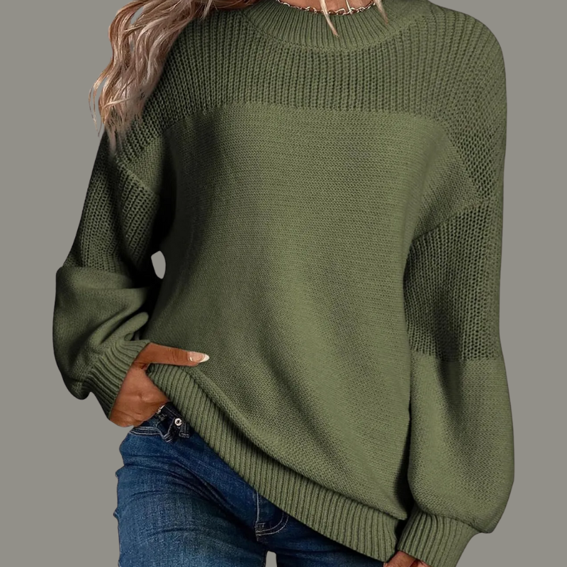 KROHN-E Damen Pullover Oversize Grau Weich
