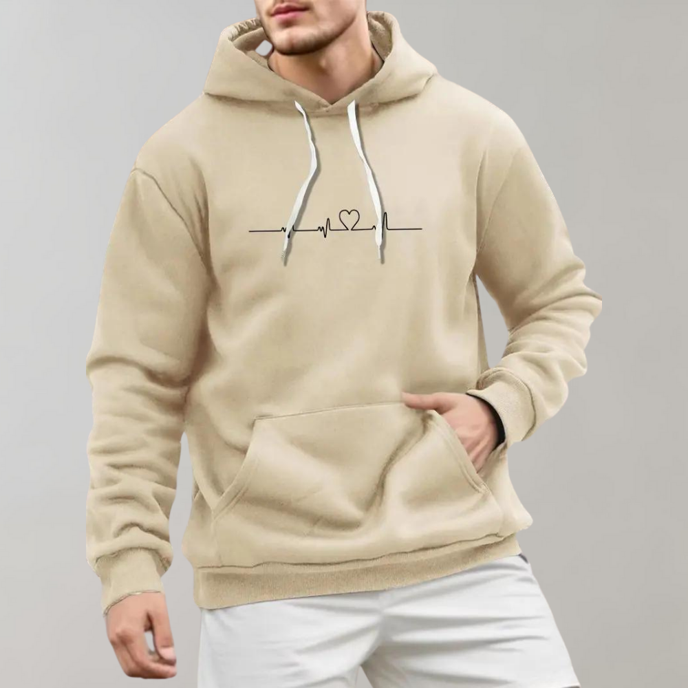 Micha: Modischer Kapuzenpullover für Herren mit niedlichem Herz-Motiv