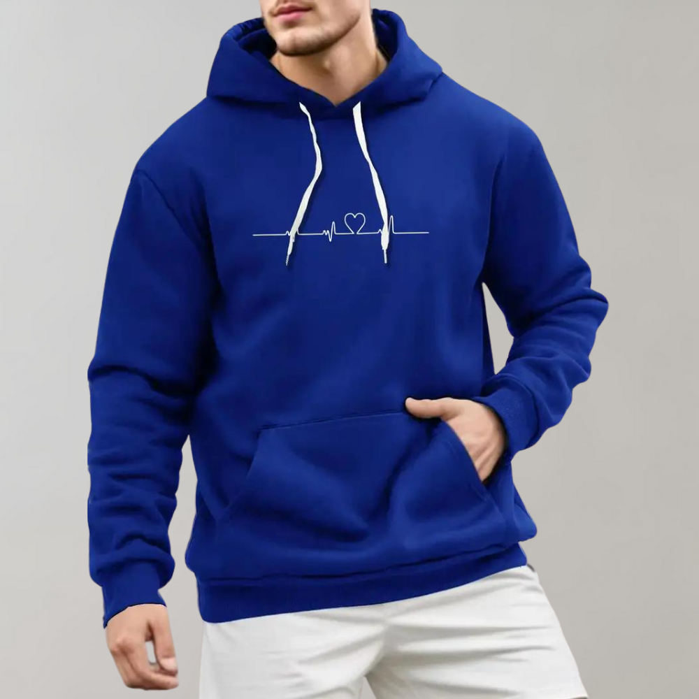 Micha: Modischer Kapuzenpullover für Herren mit niedlichem Herz-Motiv