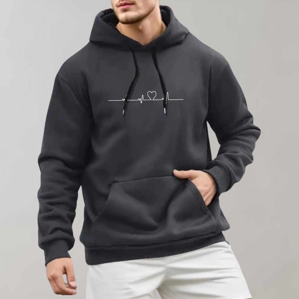 Micha: Modischer Kapuzenpullover für Herren mit niedlichem Herz-Motiv