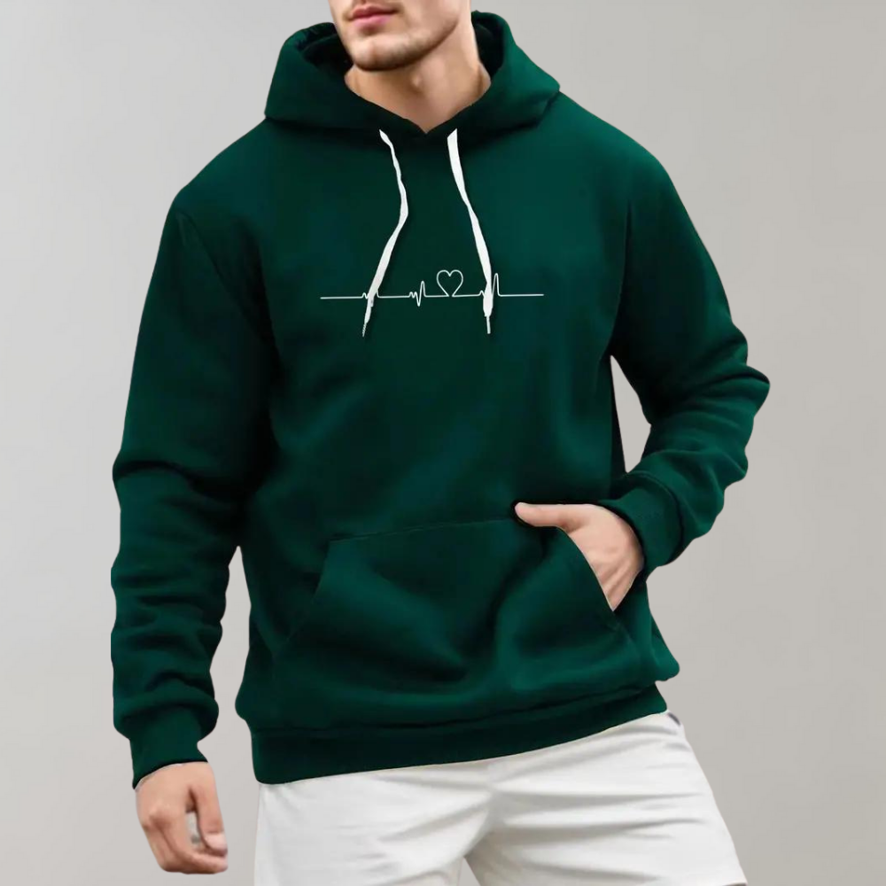 Micha: Modischer Kapuzenpullover für Herren mit niedlichem Herz-Motiv