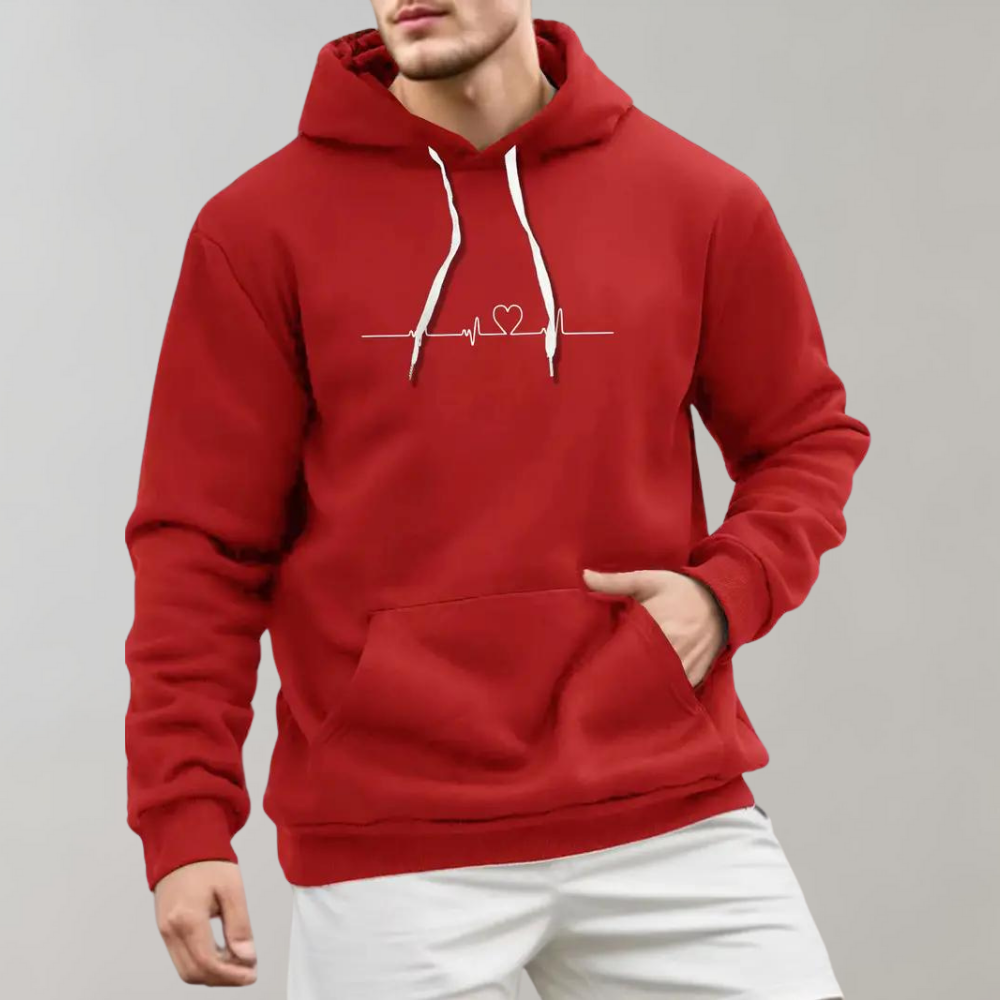 Micha: Modischer Kapuzenpullover für Herren mit niedlichem Herz-Motiv