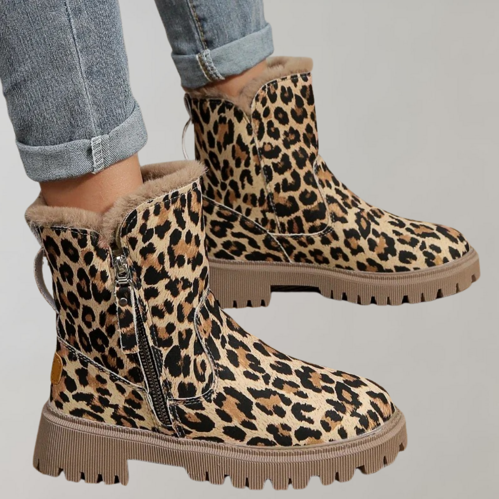 Krohn-e | Leopardenmuster Flache Kurze Stiefel