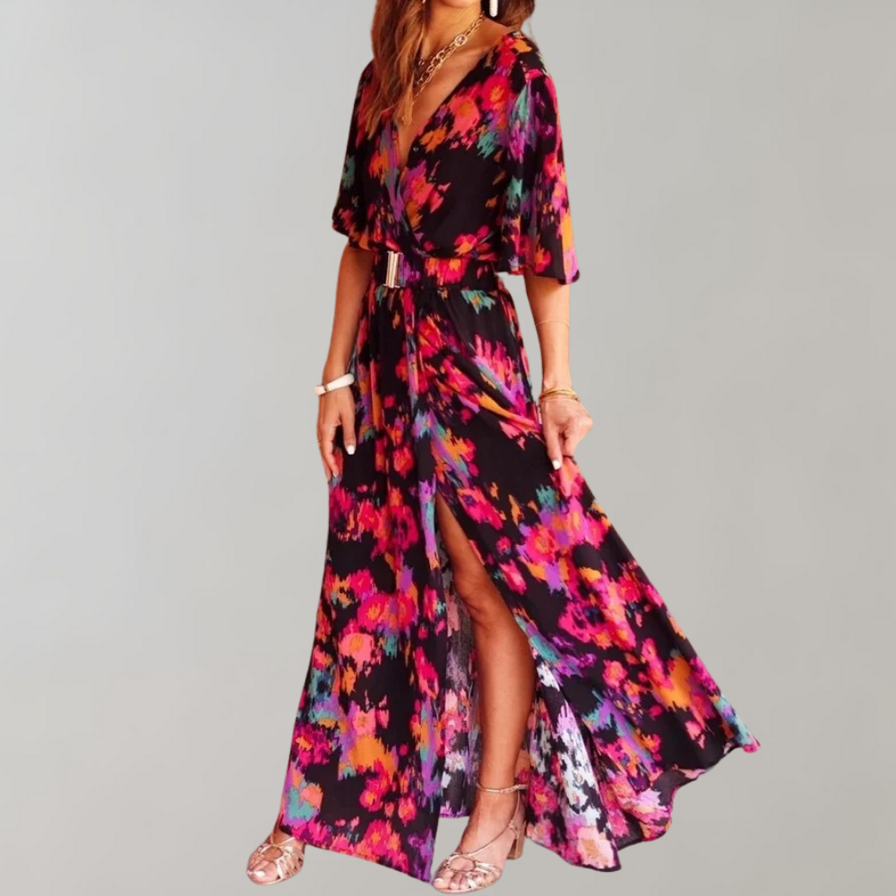 Langes Wickelkleid für den Sommer – Modell Chia