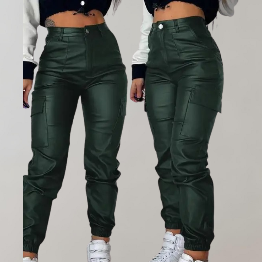 Krohn-e | Damen Cargo Hose mit Hoher Taille und Taschen