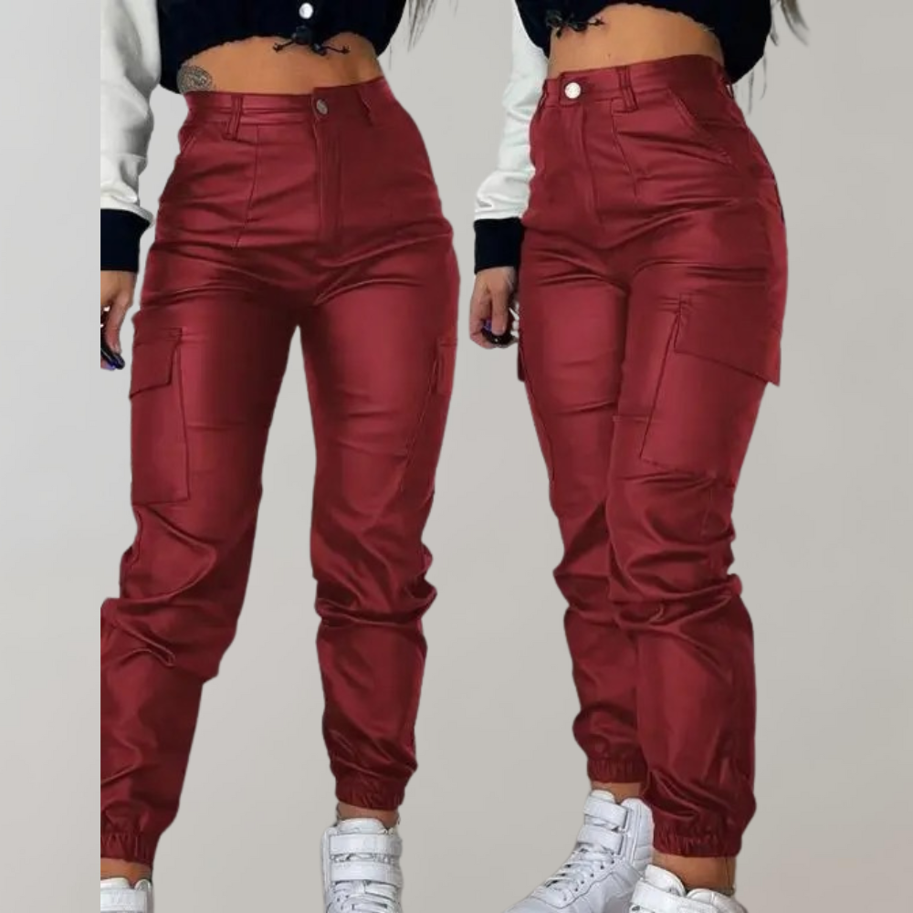 Krohn-e | Damen Cargo Hose mit Hoher Taille und Taschen
