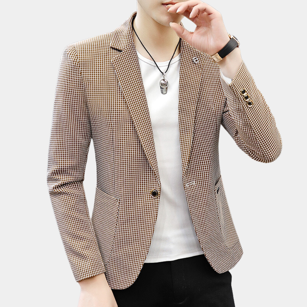 Blazer für Herren im Gingham-Karomuster mit Taschen