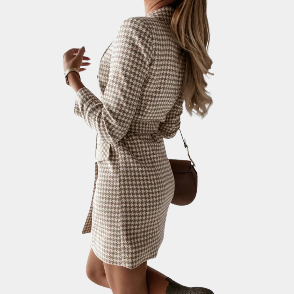 Krohn-e | Elegantes Blazer-Kleid mit Gürtel für Frauen