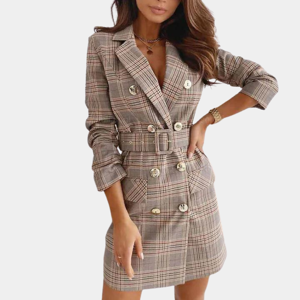Krohn-e | Elegantes Blazer-Kleid mit Gürtel für Frauen