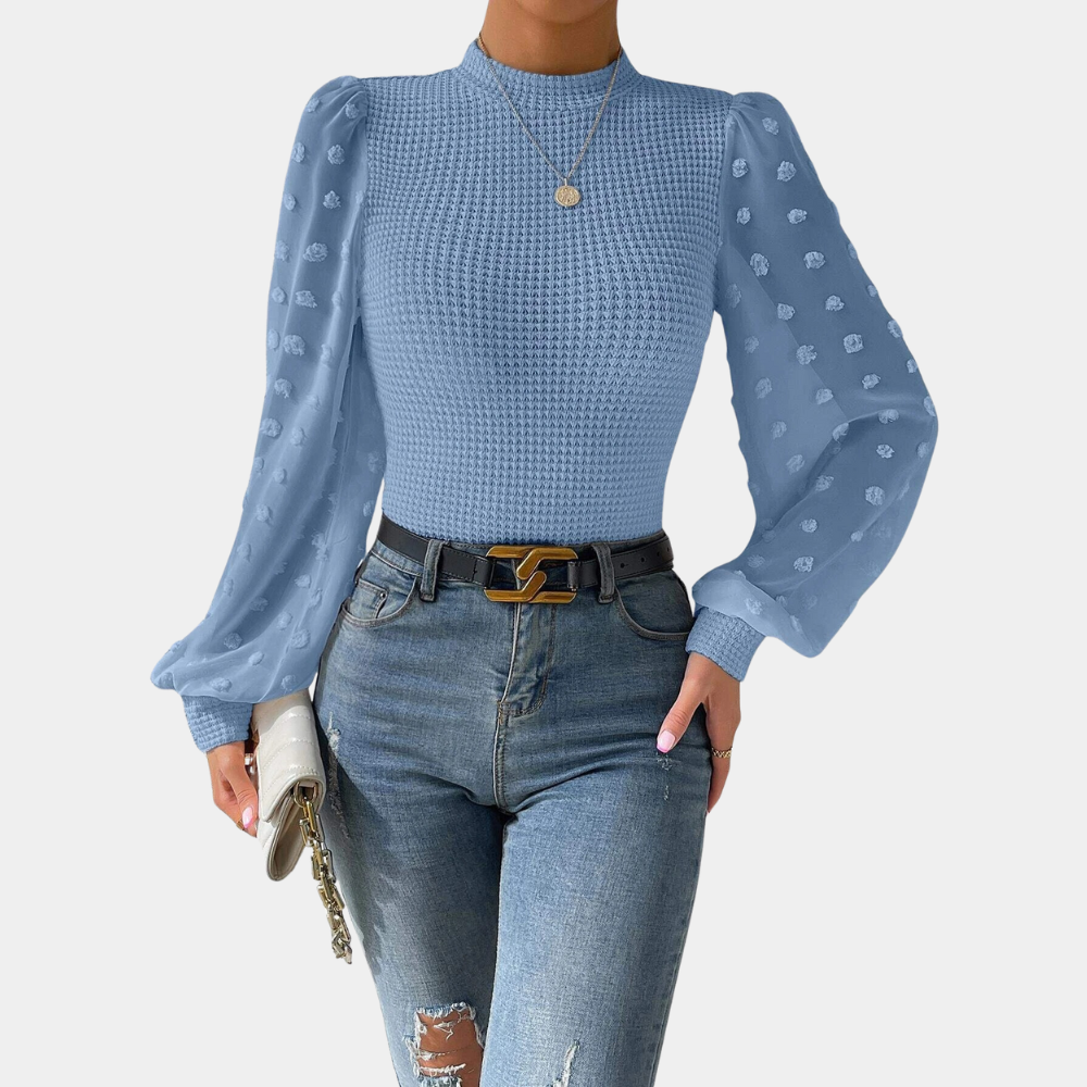 Krohn-e | Strickbluse mit Chiffonärmeln Polyester Elegantes Design