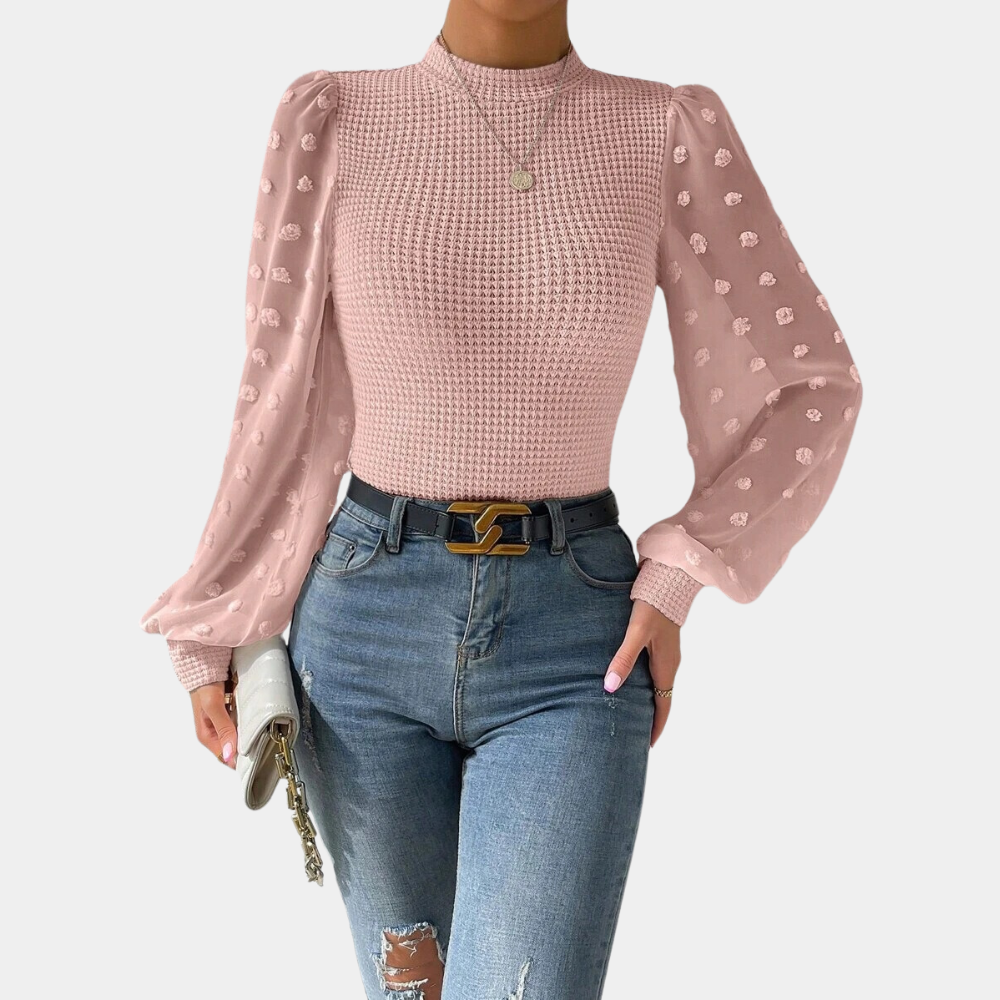 Krohn-e | Strickbluse mit Chiffonärmeln Polyester Elegantes Design
