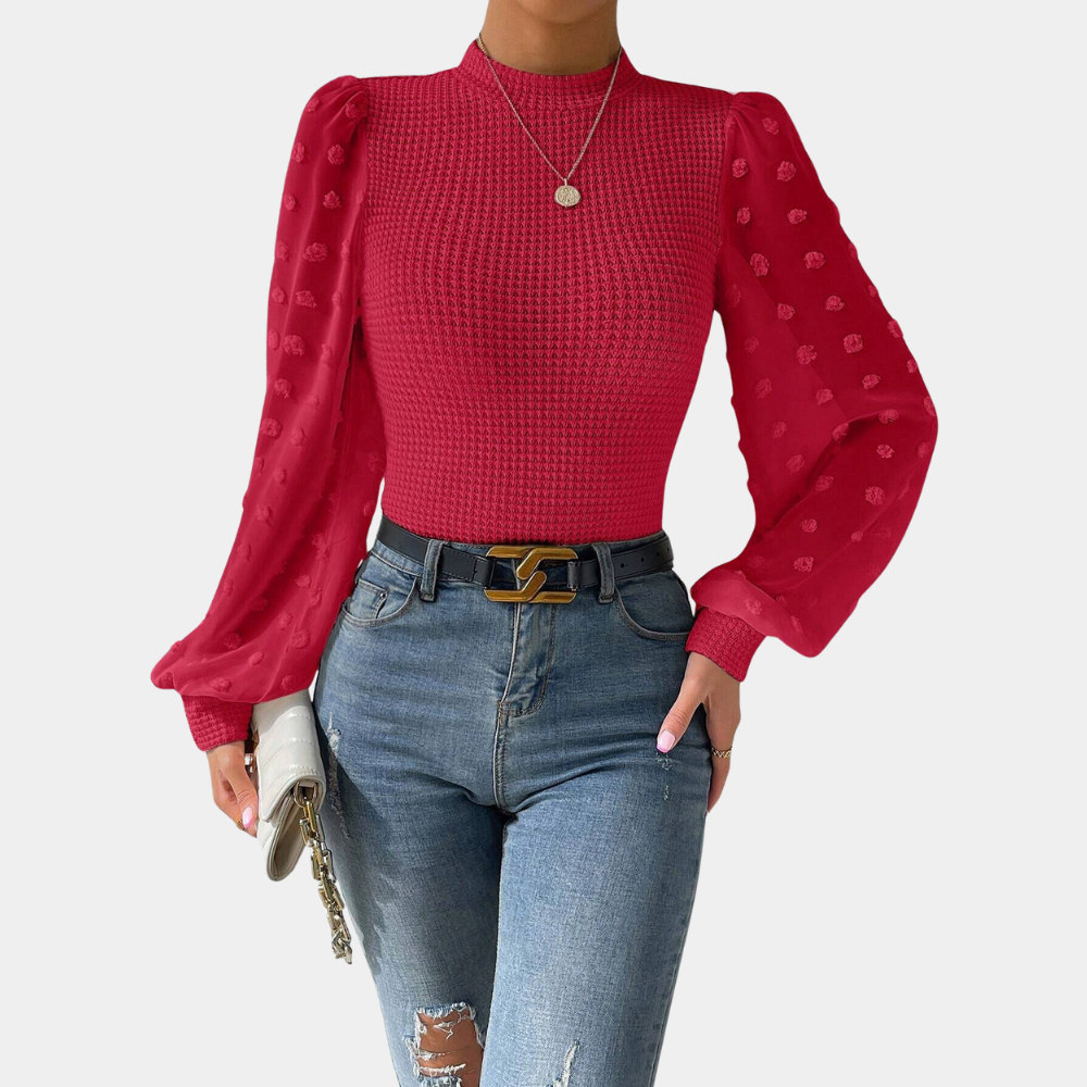 Krohn-e | Strickbluse mit Chiffonärmeln Polyester Elegantes Design