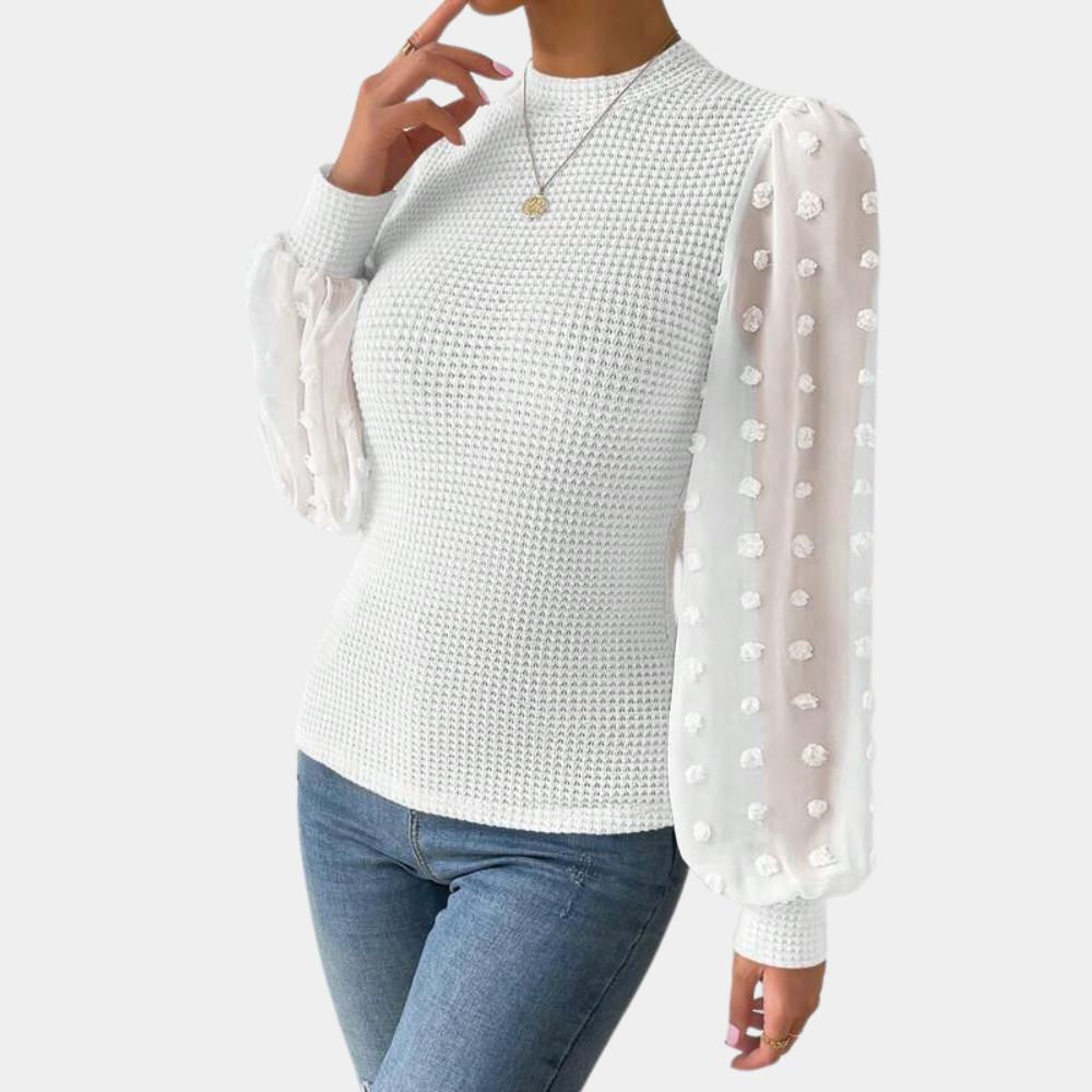 Krohn-e | Strickbluse mit Chiffonärmeln Polyester Elegantes Design