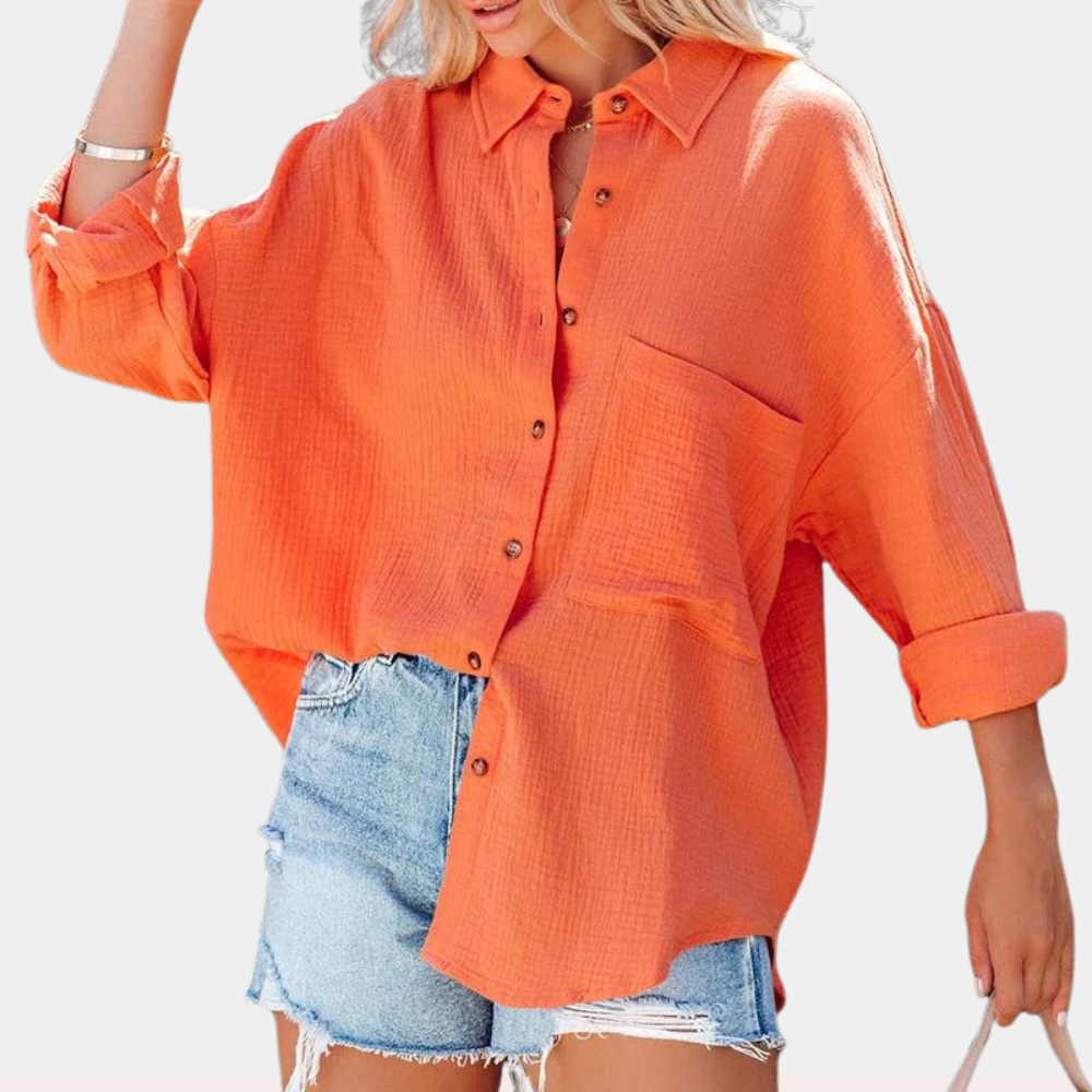 Viviana: Modische Sommerbluse mit Taschen für Damen