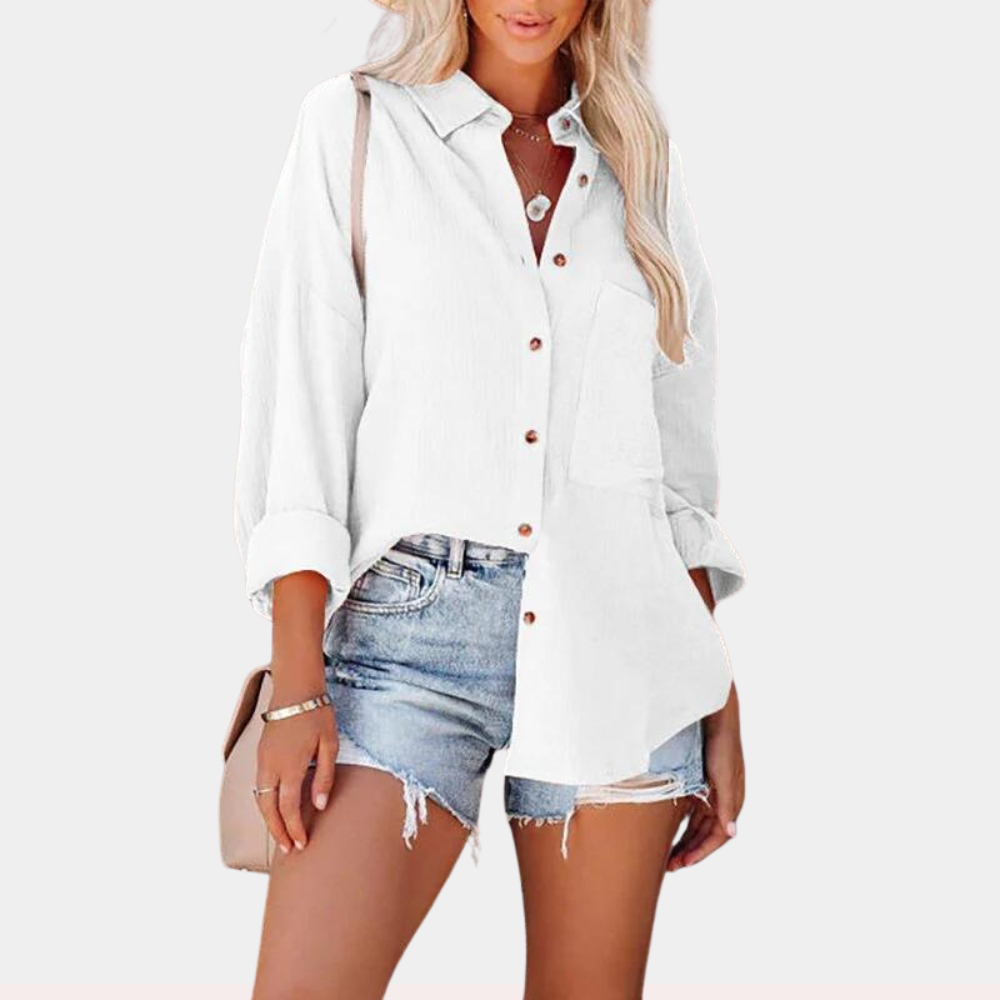 Viviana: Modische Sommerbluse mit Taschen für Damen