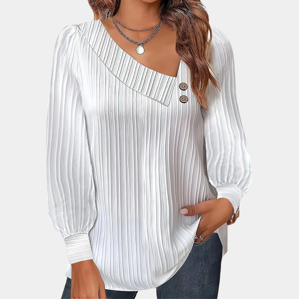 Krohn-e | Rippstrickbluse mit Knöpfen Polyester Komfortabel und Trendy