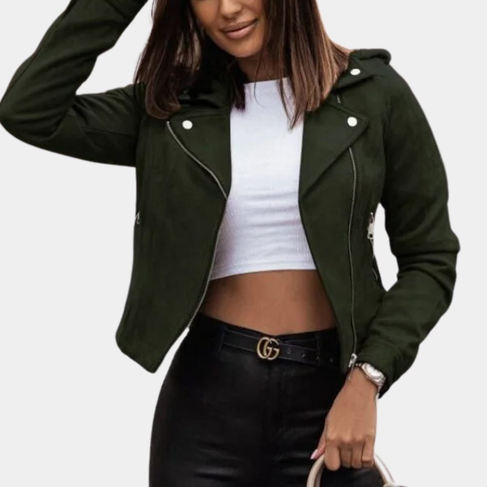 Krohn-e | Stilvolle Bikerjacke Wildlederlook Trendy und Elegant