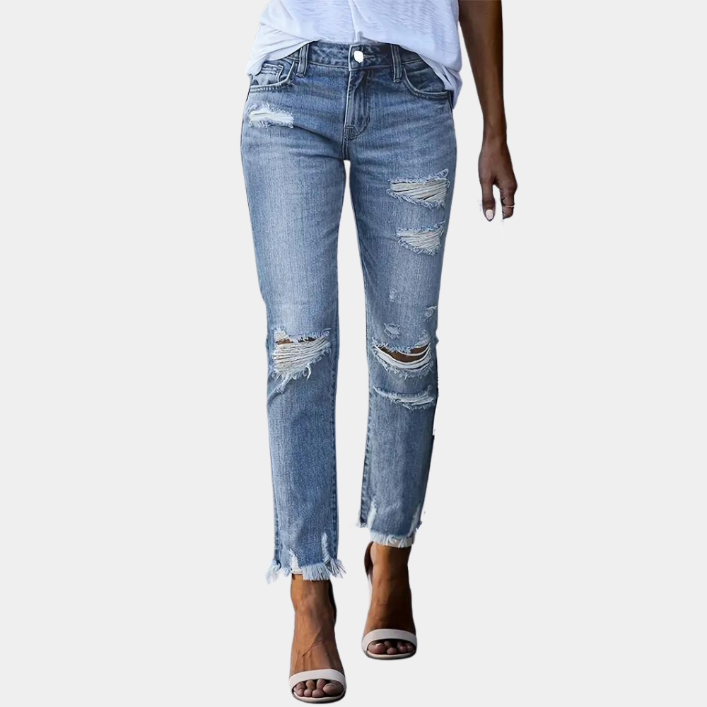 Aldina Damen Jeans: Modisch, Casual, Destroyed Look
