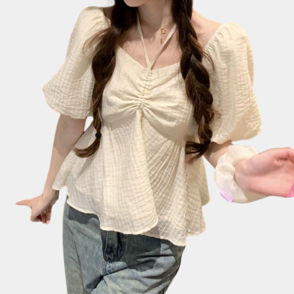 Damenbluse Nanna: Elegant mit modischen Puffärmeln