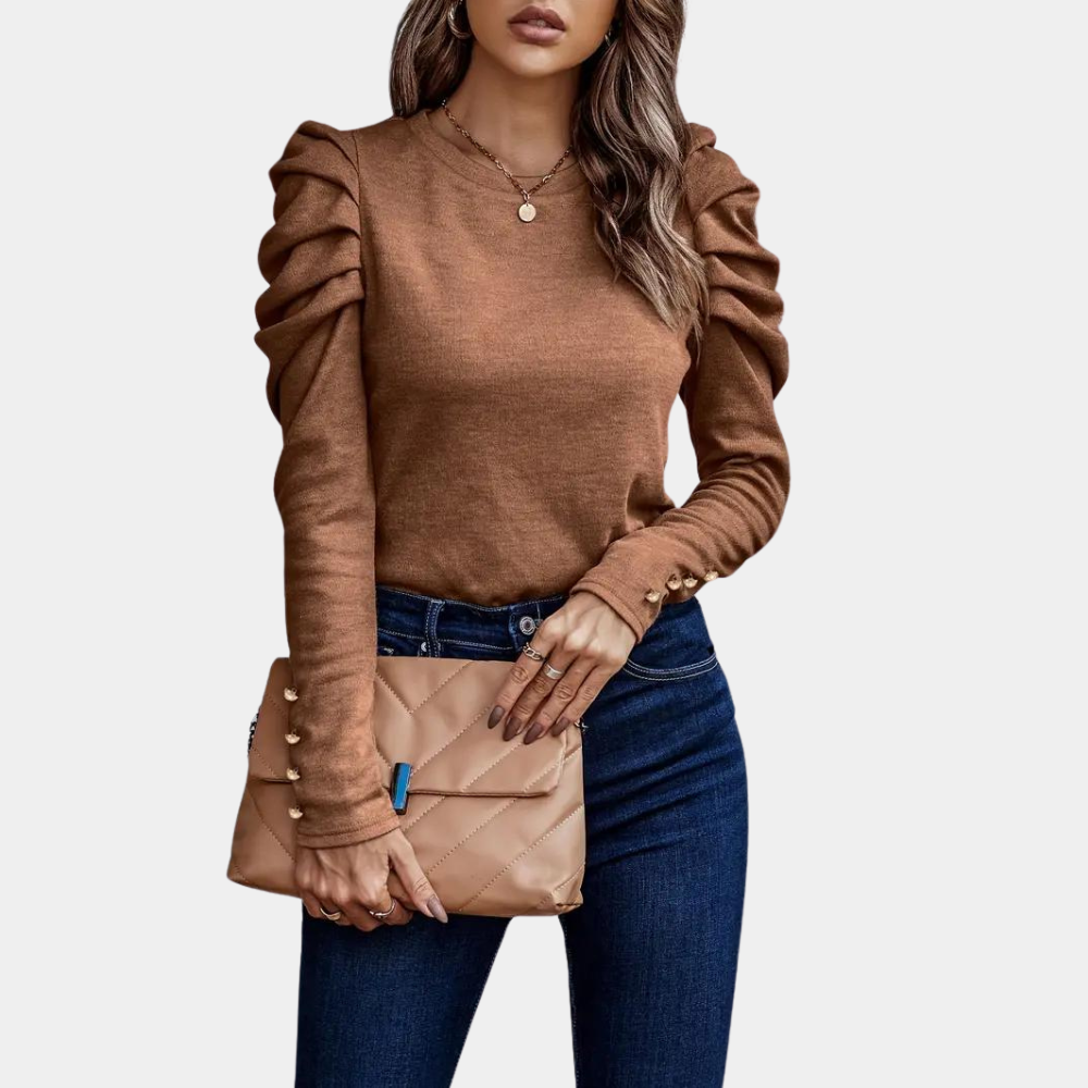 Trendige Damenbluse Aimee mit Puffärmeln