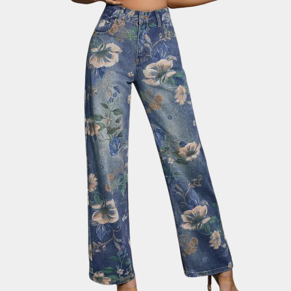 Modische Jeans mit Blumenprint für Damen von Asenka