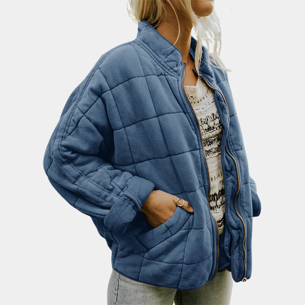 Krohn-e | Quiltete Zip up Jacke mit Seitentaschen