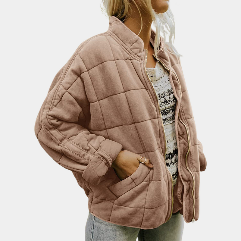 Krohn-e | Quiltete Zip up Jacke mit Seitentaschen