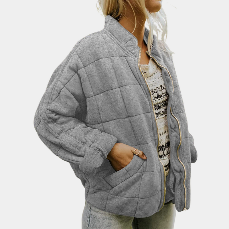 Krohn-e | Quiltete Zip up Jacke mit Seitentaschen