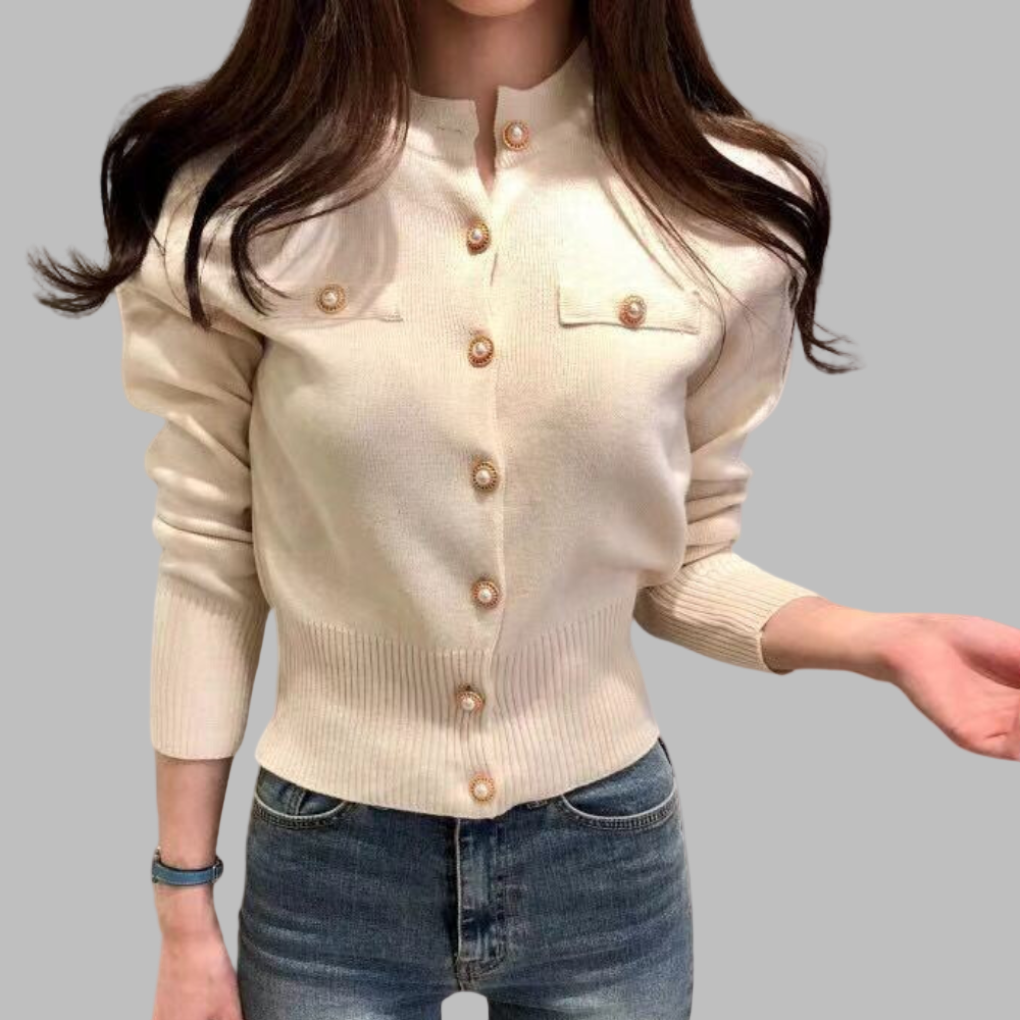 Krohn-e | Cardigan - Damen Herbst Eleganter Knopfverschluss Strickcardigan
