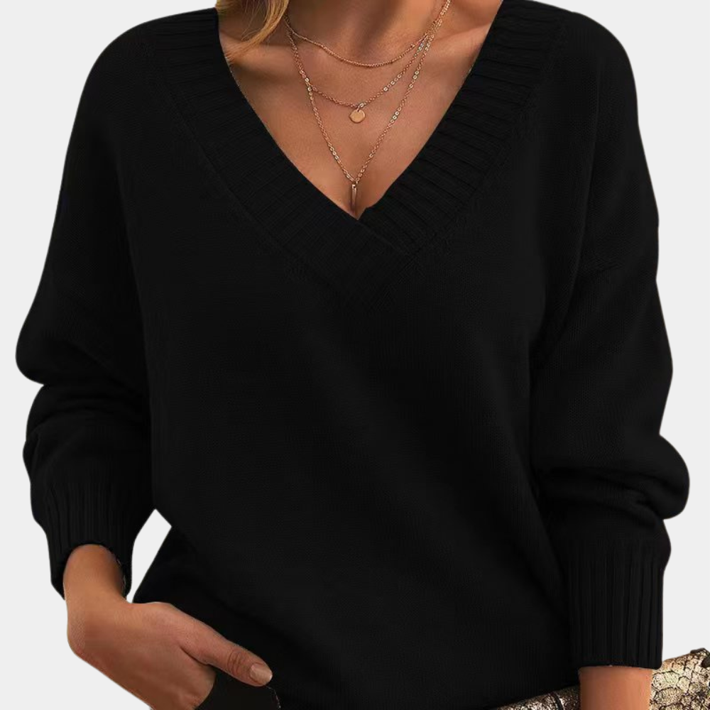 Damenpullover mit V-Ausschnitt im modernen Stil
