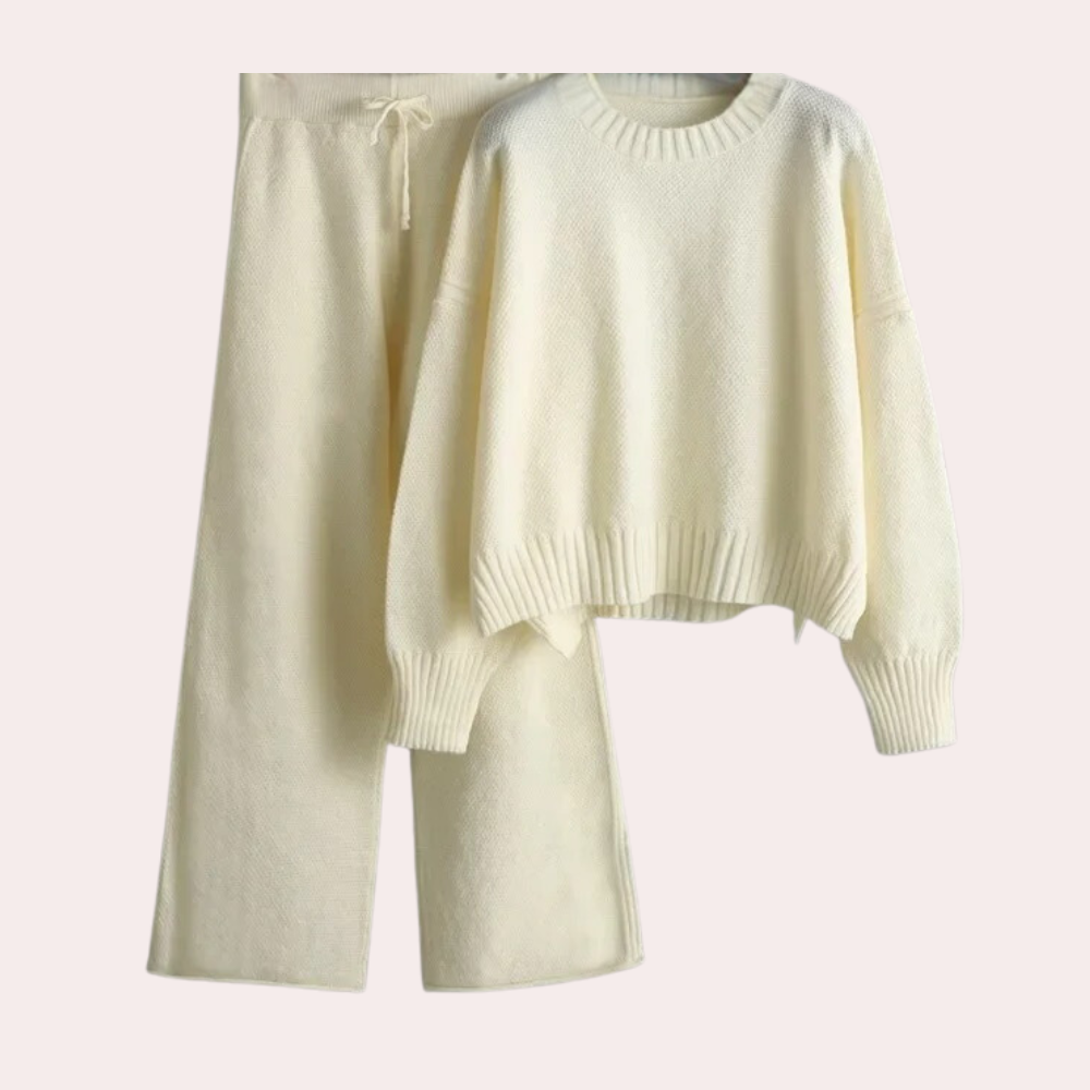 Stilvolles Damen-Set: Pullover und Hose aus Strick