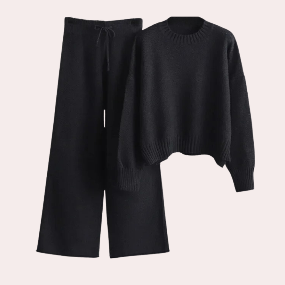Stilvolles Damen-Set: Pullover und Hose aus Strick