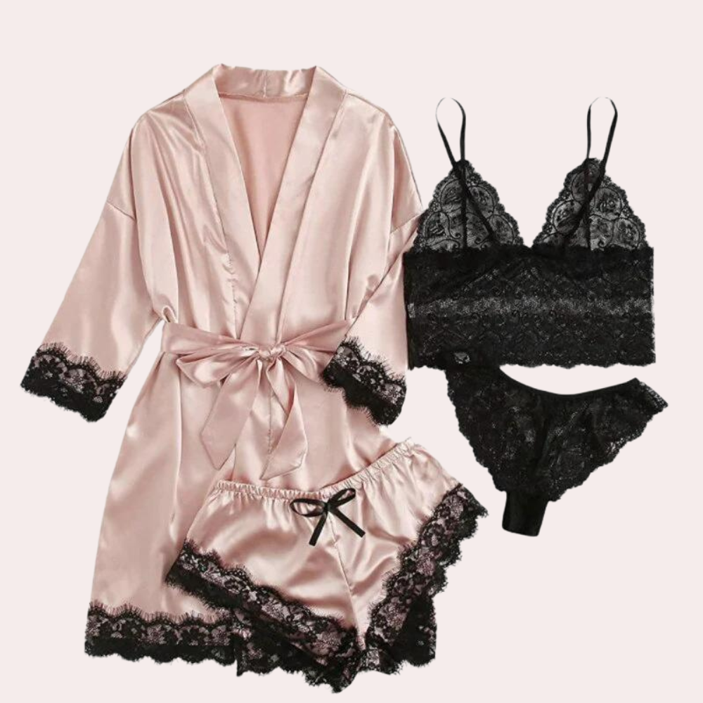 Gönnen Sie sich unser luxuriöses 4-teiliges Damen-Pyjama-Set