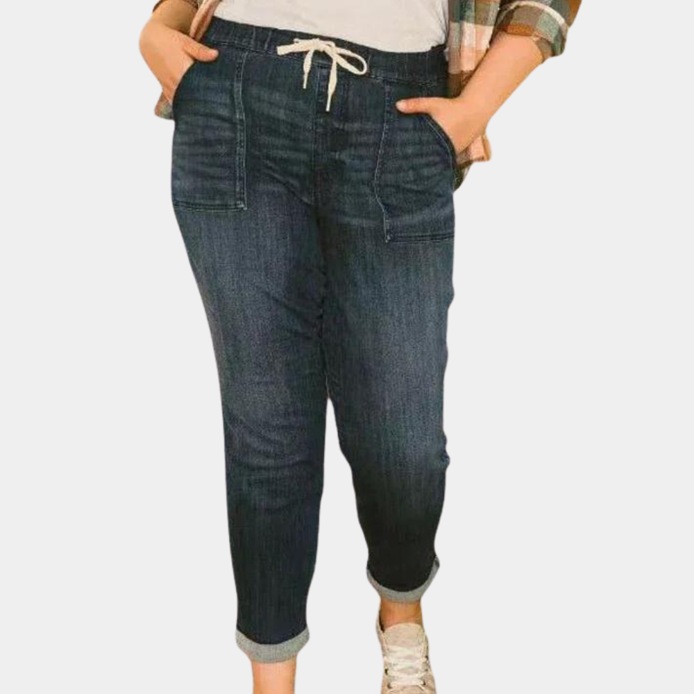 Elegante Damenhose mit hohem Bund und verstellbarem Kordelzug