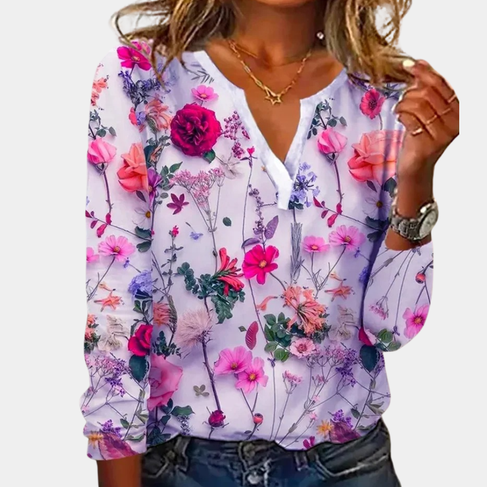 Modische Damenbluse mit Blumenmuster für einen entspannten Stil
