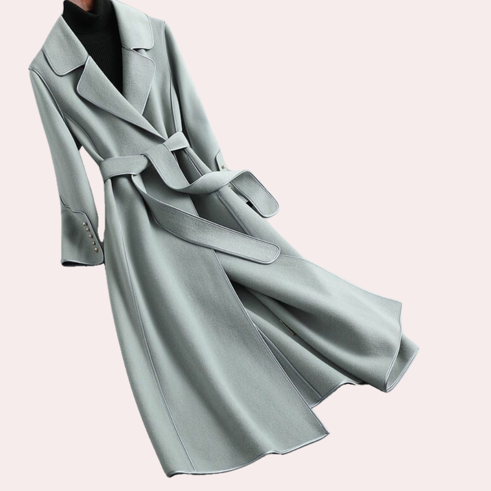 Krohn-e | Langer Wintermantel für Damen - Taillenbund