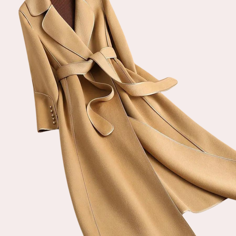 Krohn-e | Langer Wintermantel für Damen - Taillenbund