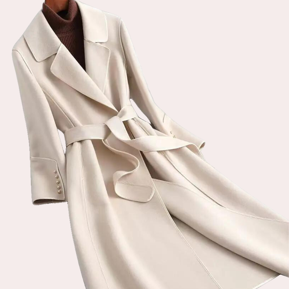 Krohn-e | Langer Wintermantel für Damen - Taillenbund