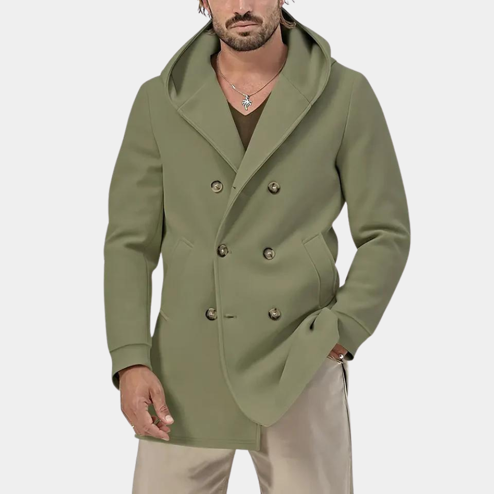 Modischer Herren-Trenchcoat mit Kapuze für einen entspannten Look